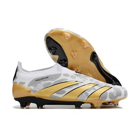 adidas Botas Futbol Predator Elite Laceless FG Blanco Oro Gris