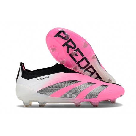 adidas Botas Futbol Predator Elite Laceless FG Rosa Blanco Negro