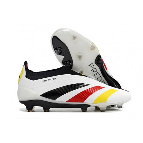 adidas Botas Futbol Predator Elite Laceless FG Blanco Negro Rojo Amarillo