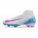 Bota Nike Air Zoom Mercurial Superfly X Elite FG Blanco Azul Rosa