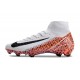 Bota Nike Air Zoom Mercurial Superfly X Elite FG Blanco Negro Naranja