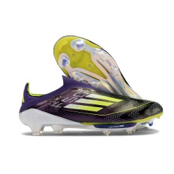 Zapatillas Adidas F50+ Laceless FG Morado Unity Blanco Limón Lúcido