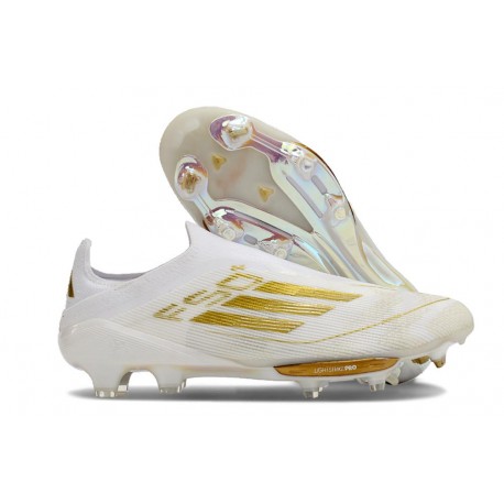 Zapatillas Adidas F50+ Laceless FG Ftwr Blanco Dorado Met 