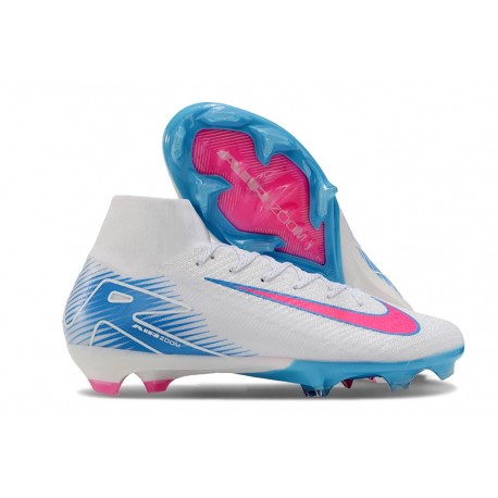 Bota Nike Air Zoom Mercurial Superfly X Elite FG Blanco Rosa Azul