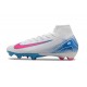 Bota Nike Air Zoom Mercurial Superfly X Elite FG Blanco Rosa Azul