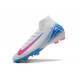 Bota Nike Air Zoom Mercurial Superfly X Elite FG Blanco Rosa Azul