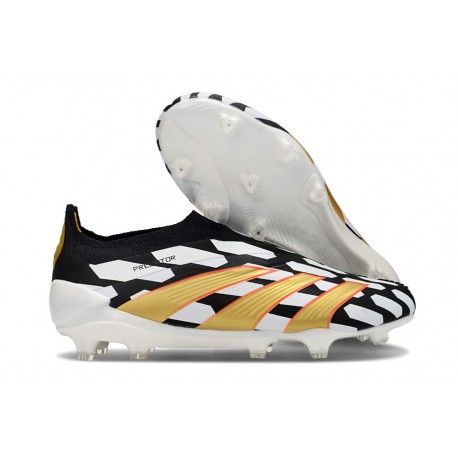 adidas Botas Futbol Predator Elite Laceless FG Negro Blanco Dorado