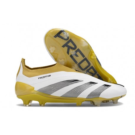 adidas Botas Futbol Predator Elite Laceless FG Blanco Dorado Gris