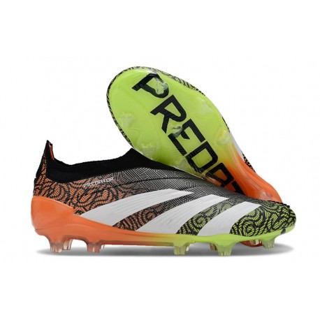 adidas Botas Futbol Predator Elite Laceless FG Negro Blanco Naranja Verde