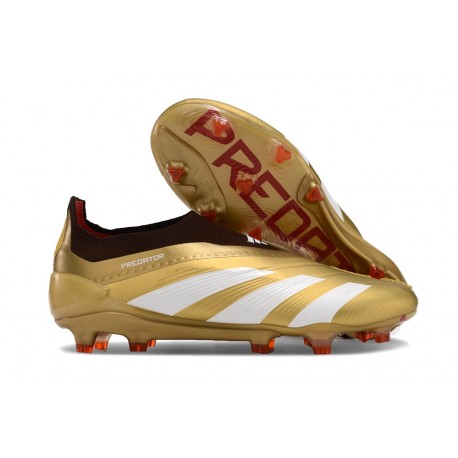 adidas Botas Futbol Predator Elite Laceless FG Dorado Blanco Rojo