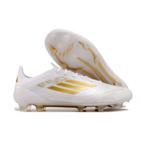 Adidas F50 Elite FG Botines de Futbol Ftwr Blanco Dorado Met