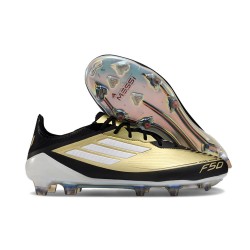 Adidas F50 Elite FG Botines de Futbol Dorado Met Negro Blanco