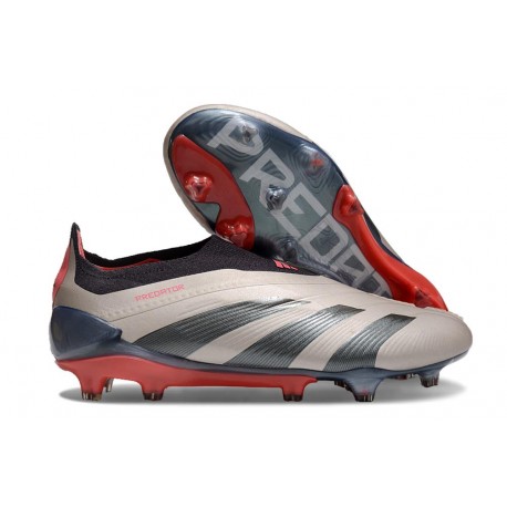 adidas Botas Futbol Predator Elite Laceless FG Platino Met Aurora Negro Carbón