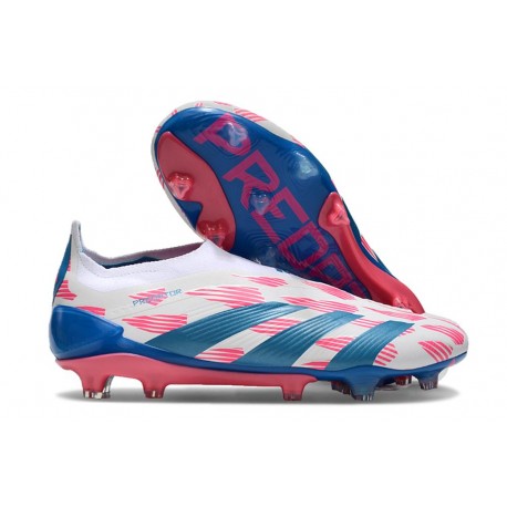 adidas Botas Futbol Predator Elite Laceless FG Ftwr Blanco Solar Azul Solar Rosa