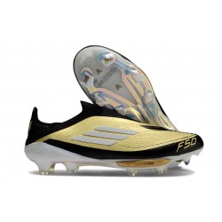 Zapatillas Adidas F50+ Laceless FG X Messi Dorado Met Negro Blanco