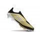 Zapatillas Adidas F50+ Laceless FG X Messi Dorado Met Negro Blanco